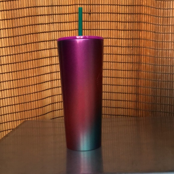 NEW STARBUCKS Steel Ombre Rainbow Swirl Design Collectors Venti 24oz Cold Cup - Picture 5 of 9
